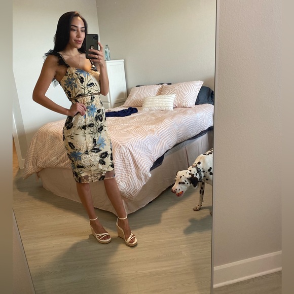 Lulus Show Stopper Cream Embroidered Sequin Bodycon Midi Dress - Picture 5 of 5